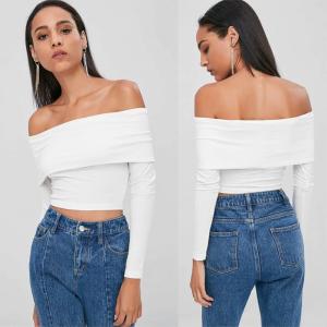 Buy cheap Spring New Design Off The Shoulder Crop Top Long Sleeve from wholesalers