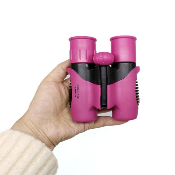 Shockproof Bird Watching 8x21 Kids Binoculars Plastic Pink Binoculars For Star Gazing