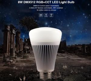 China Milight Wifi 8W DMX512 RGB+CCT LED Light Bulb 2.4G RF All color RGB with dual white 3000k to 6000K led bulb with APP on sale