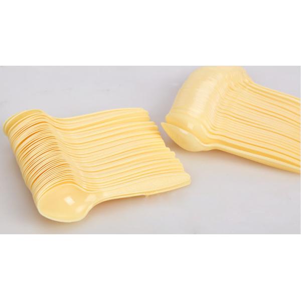 beige color 11 cm disposable plastic spoons