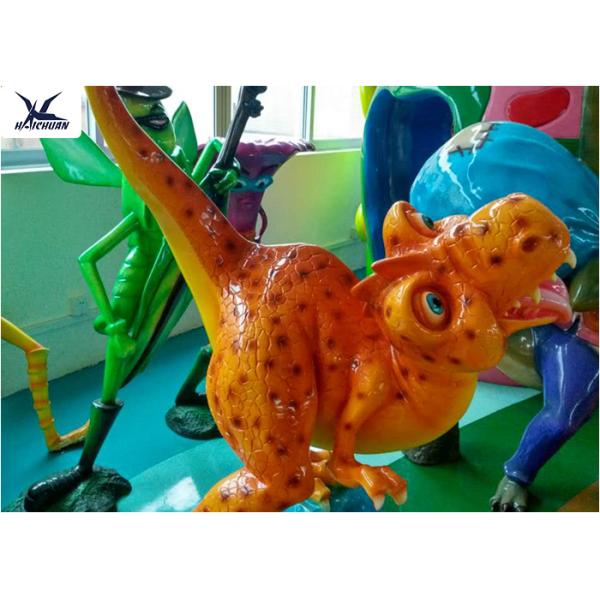 Fiberglass Resin Cartoon Dinosaur Lawn Ornament For Educational School Display