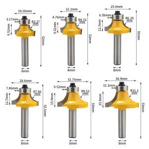 6mm 8mm 1/2 Shank Flush Trim Corner Round Over Router Bit Withbearing for Wood