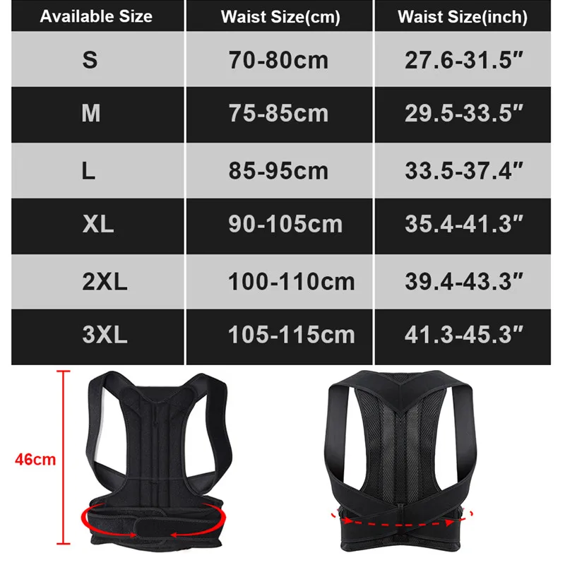 Men and Women Posture Belt Brace Clavicle Support Stop Slouching Hunching Adjustable Back Trainer Posture Corrector