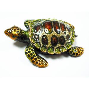 Metal Turtle Crystal Rhinestone Jewelry Box Trinket Box