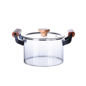 China Double Ears 3L Clear High Borosilicate Glass Soup Pot on sale