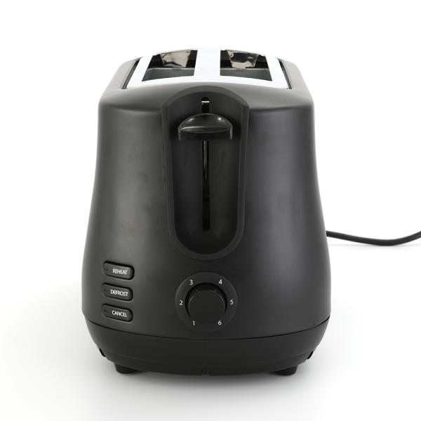 Black Wide Slot 2 Slice Toaster with Pop Up Reheat Defrost Functions 6-Shade Control toaster machine