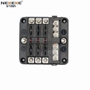 6 Way Marine Fuse Block With Negative Bus , PBT Material Boat Fuse Panel