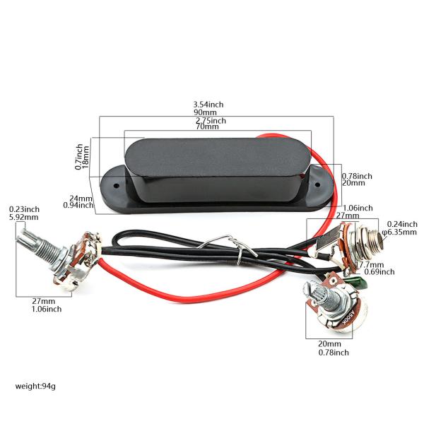 Metal Single Coil Mandolin Pickup Black Cover With 8~9K DC Resistance