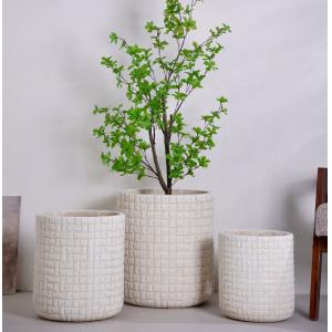 Wholesale Versatility Checkered Design Neutral Beige Round Fiber Clay Planter from china suppliers