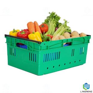 48L Nestable Plastic Crates , Stackable Plastic Harvest Crates