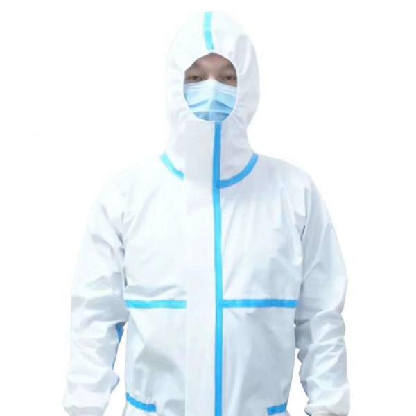 Quality Hospital Disposable Protective Suit Virus Isolation With Blue Tape Customization for sale