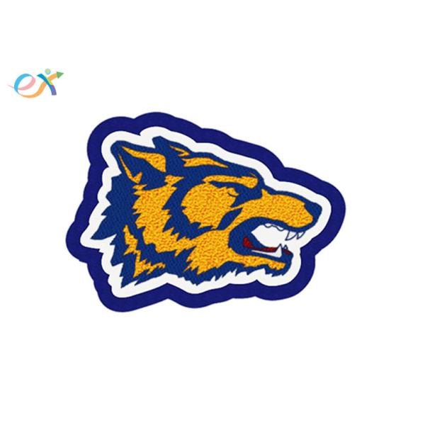Quality Custom Wolf Head Shaped Towel Patches Laser Cut Sew-on Wolf Chenille Patch For Clothes for sale
