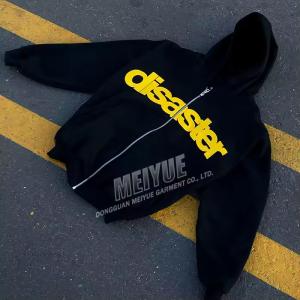 Wholesale Custom Silicon Print logo Hoodie Zip up Fleece Oversized Casual Loose Fit Drop Shoulder Hoodie Weighted Hoodie Manufacturer from china suppliers