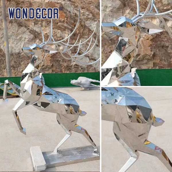 Forge Art Abstract Animal Stainless Sculpture Geometry Deer