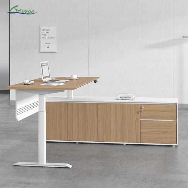 Modern Work Office Desk with Uplift Motorized Adjustable Desk and Stylish Cable
