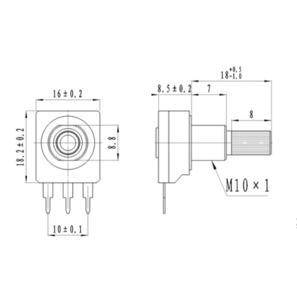 Insulated Shaft Motorized Rotary Potentiometer , Carbon Film Potentiometer PC1601-H-B-P18