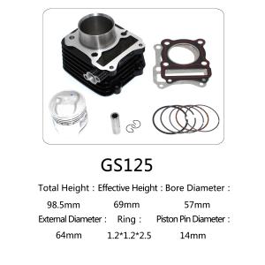 GS125--motorcyclecylinder kit with piston，piston ring，pin，clip and gasket