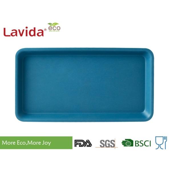 Customized Printing Logo Bamboo Fiber Tray , Food Grade Solid Color Melamine