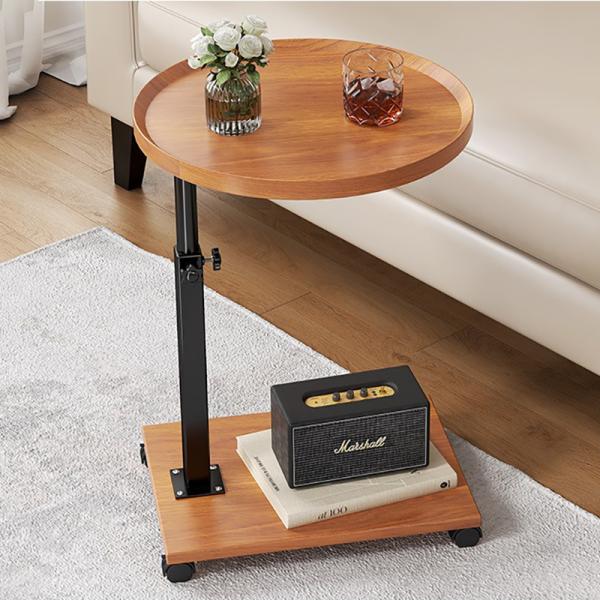 2 Layers Rack End Coffee Table With Wheels for Snack Bedside Couch Side and Modern Design Style in Living Room Bedroom