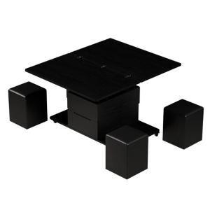 Contemporary Lift-Top Foldable customization Coffee Table with 4 Stools &