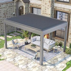 Gazebo Flat Top Open Gazebo With Slat Roof, Grey