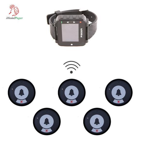 Customize alphanumeric wireless wrist watch pager and call bell button for guest