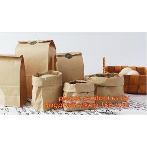 Custom design printed Kraft bread packaging paper bag,wax grease proof square