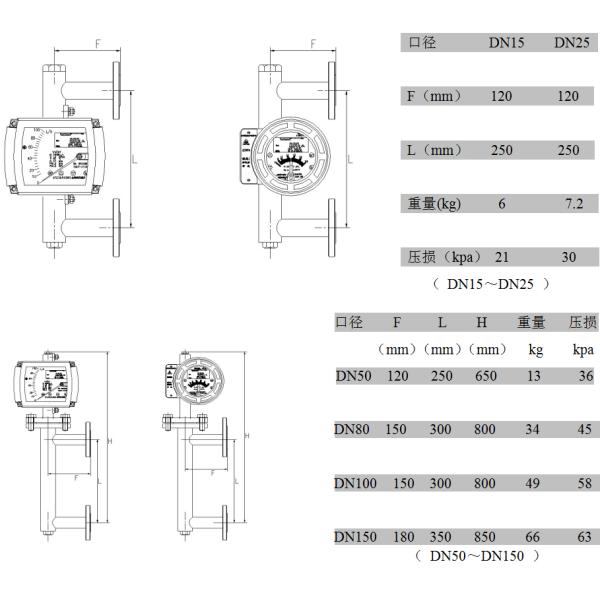 Vertically Installed Metal Tube Rotor Flow Meter Liquefied Gas Flow Meter LCD Display Range Ratio 10:1