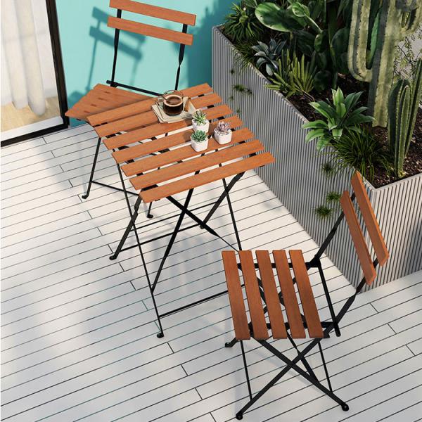 Custom Logo Villa Outdoor Folding Bistro Table and Chairs Set for Leisure on Balcony Patio