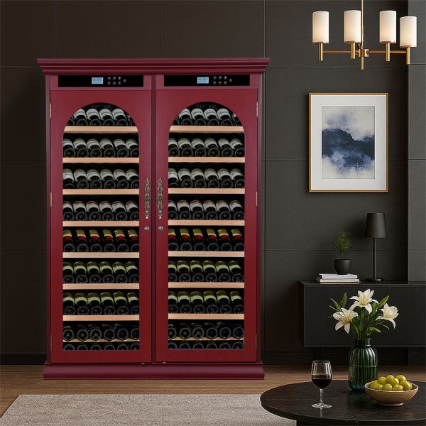 Professional Dual-Temperature Control Solid Wood Wine Cooler with LED Interior Lighting