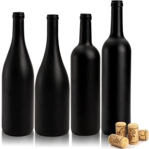 Capacity 750ml Custom Empty Matte Coated Black Wine Bottle for Various Sizes of