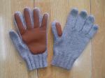 Outdoor Activities Winter Gloves For Men , Warm Knit Gloves With Leather Palm