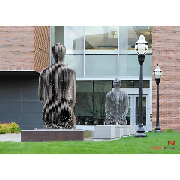 Modernistic Style Stainless Steel Figure Sculpture with Superb Combination Metal Art