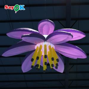 Giant LED Lighting Hanging Flowers Purple Inflatable Lotus Flower For Event