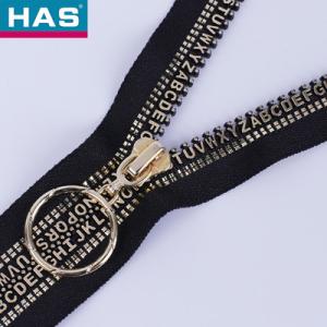 Lightweight Open Tail Resin Zipper With Alloy Circular Ring Gold Plated For