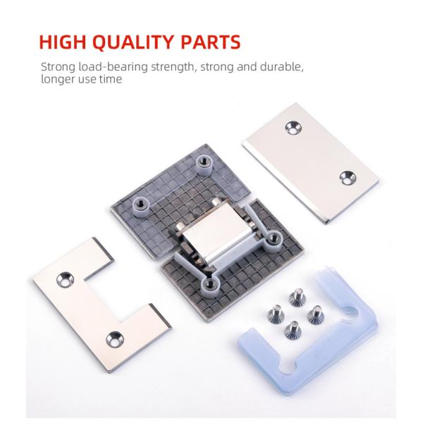 Frameless 180 Degree Brass Shower Glass Door Hinges Enclosure System in PSS Finish