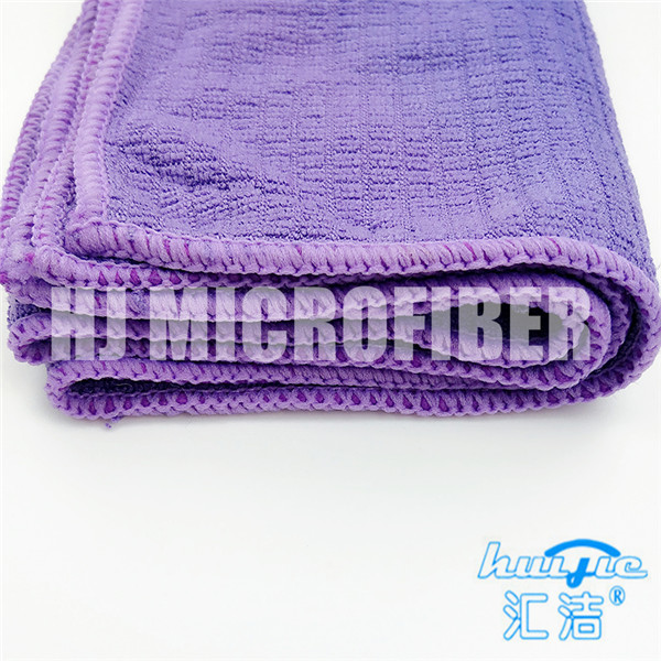 Quality Purple piped weft knitted check 80% polyester and 20% polyamide kitchen cleaning towel for sale