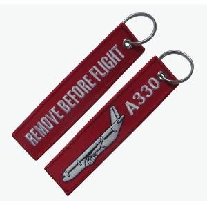 Twill Material Embroidered Keychain Customized Logo With Both Sides