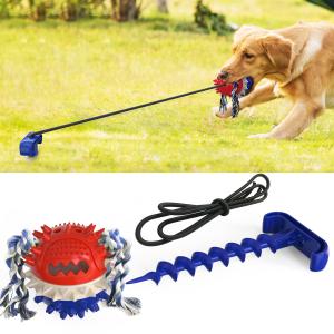 Indestructible Natural TPR Dog Molar Chew Toy Toothbrush Drawstring Ball