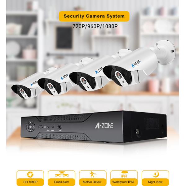 1080P 4 Camera Dvr System White Bullet 4k Cctv Kit 3pcs Array Leds