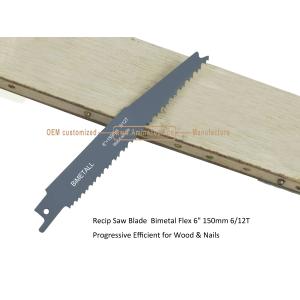 Recip Saw Blade Bimetal Flex 6" 150mm 6/12T Progressive Efficient for Wood &
