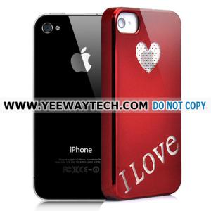 "I Love" Electroplating Hard Case For iPhone 4S - Red
