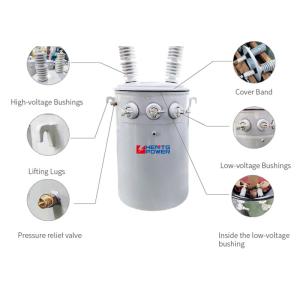 75kVA 250kVA Pole Mounted Distribution Transformer Single Phase MV HV Custom