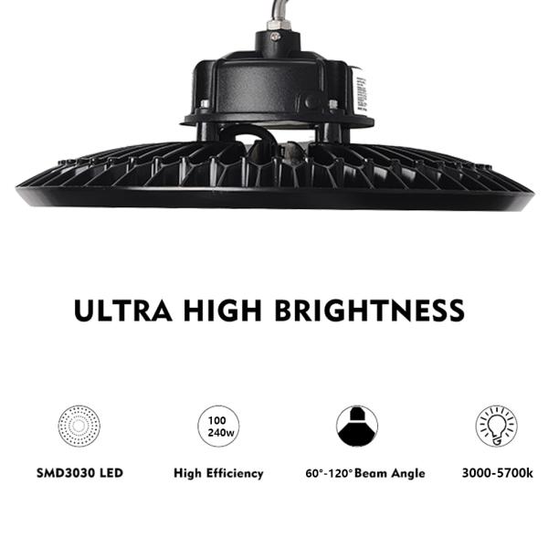 200W 120V 32,000 Lumens IP65 160LM/W LED High Bay UFO Lights
