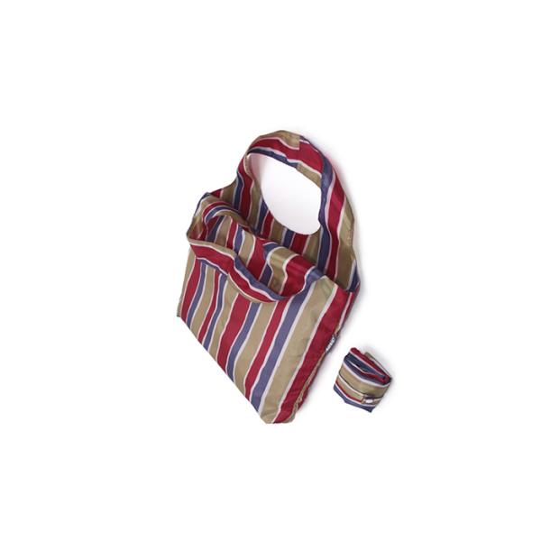 Striped Folding Tote Bag 190T Poly Foldable Grocery Tote Lightweight