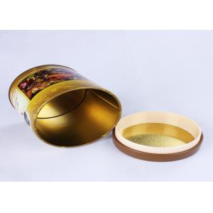CMYK Printing Round Metal Coffee Tin Containers Food Grade Tinplate Material
