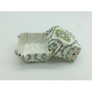 Green Sun Flower Square Paper Baking Liners , Decorative Paper Cupcake Wrappers