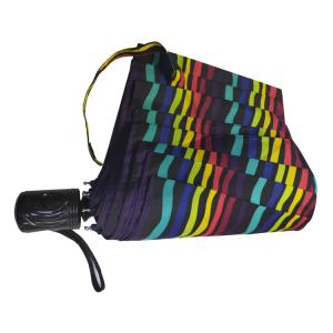 Heat Transfer Printing Pongee 190T Folding Umbrellas With Stripe Design