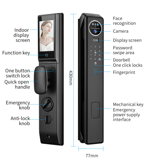 Qleung S959max Smart Door Lock with Cloud Data Storage WiFi Network and