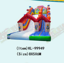 Children Fun Park Inflatable Smurfs Large Slide For Rentals